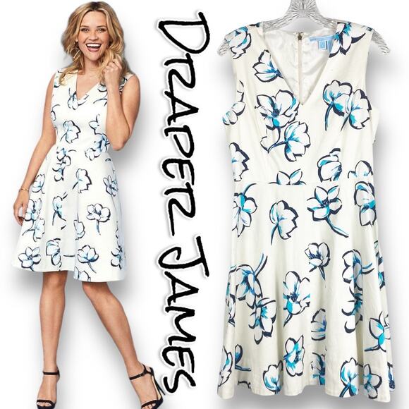 Draper James Summer Floral Love Print Circle Dress White Sleeveless Womens Sz 4 - Picture 1 of 13